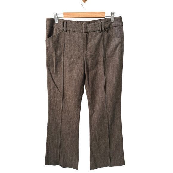 Vintage Y2K Alice + Olivia Brown Striped Wool Blend Wide Leg Pants - 10 - Picture 1 of 8